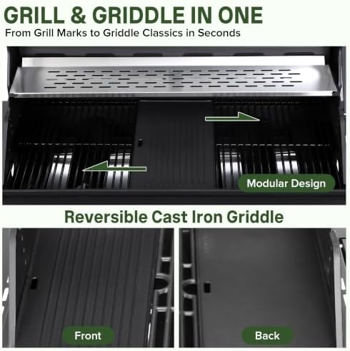 6-Burner Propane Gas Grill and Griddle Combo with Side Burner - Image 3