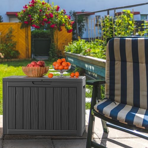 44 Gallon Outdoor Deck Box, Lockable Waterproof Outdoor Storage Boxes For Garden Tools,Indoor Cushions,Accessories Outside Storage Resin Weatherproof Container(Black) - Image 6