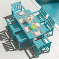 HDPE Outdoor Dining Set, Patio Table and 6 Chairs, 2" Umbrella Hole, Lake by Suunyn