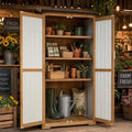 Outdoor Storage Cabinet Weather-Resistant, Wood & Metal Storage Shed with 3 Removable Shelves, Waterproof Roof, Adjustable Feet, Patio Storage Cabinet Outside for Garden Garage Backyard Pool by PETSCOSSET