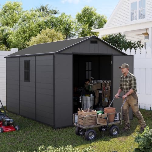UDPATIO Resin Storage Shed 7.5x12FT, Outdoor Plastic Garden Shed,Dark Grey by UDPATIO