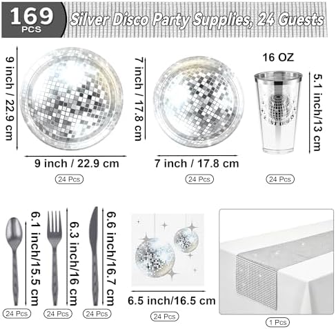 Kochorie 169 Pieces 70s 80s Disco Party Supplies Disposable Tableware Set - Image 2