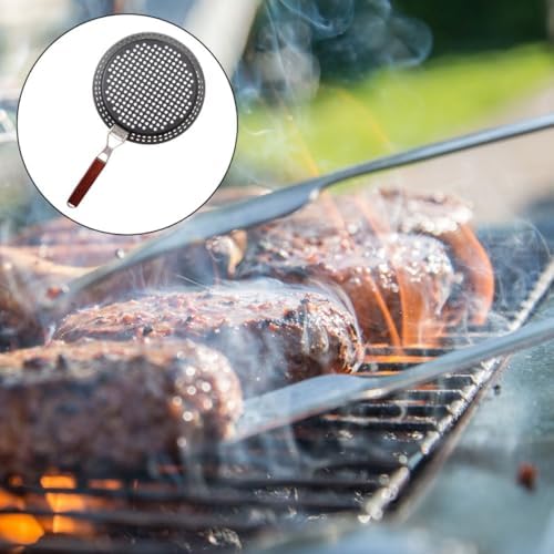 Foldable round Grill Skillet for Kabobs and Sausage, Black Iron Xmas - Image 5