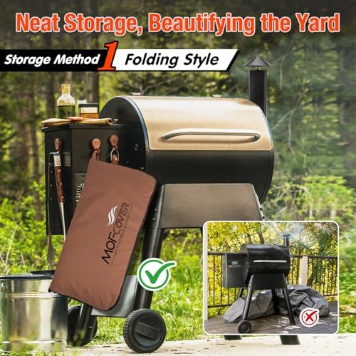 Foldable Grill Cover for Traeger Pro 22/575 Series, Waterproof 600D Heavy Duty Wood Pellet Smoker Cover, Fade＆Tear Resistant Pellet Grill Cover for Pro 20 Lil’ Tex Elite 22 Caramel - Image 2