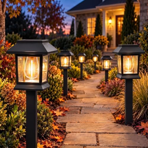 Benany Solar Outdoor Lights, 12 Pack Solar Pathway Lights Waterproof, Landscape Lighting for Path Walkway Lawn Garden Yard Outside Décor, Black - Image 2