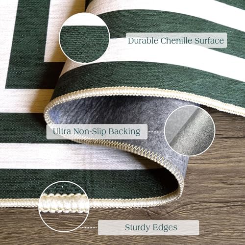 Front Door Mat Indoor Outside Entrance, 2x3 Green White Modern Rug - Image 3