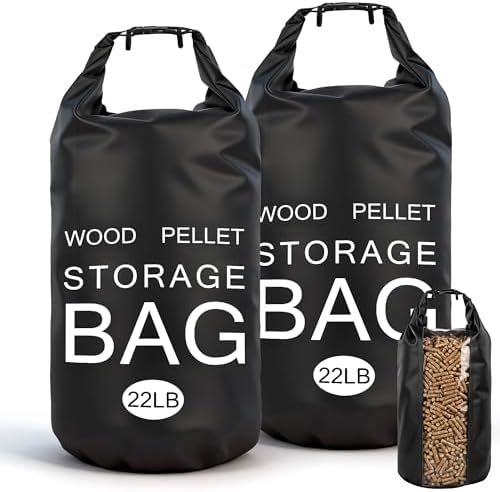 2 Pack 22LB Wood Pellet Storage Containers Waterproof Charcoal Storage Bin by Spoilu