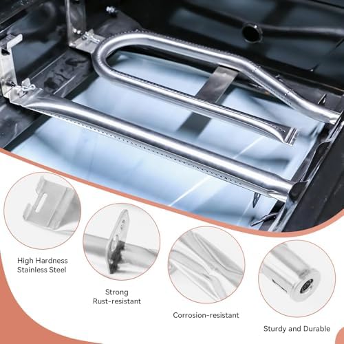 Grill Parts for Dyna-Glo 5 Burner DGH474CRP DGH483CRP DGH485CRP, DGH474CRN-D, DGH474CRN,4 Burner DGH450CRP,3 Burner DGH373CRP, Porcelain Heat Plate Stainless Steel Burner for Revoace GBC1793W - Image 4