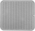 MicoYang Silicone Dish Drying Mat for Multiple Usage,Easy clean,Eco-friendly,Heat-resistant Silicone Mat for Kitchen Counter or Sink,Refrigerator or Drawer Liner Grey XL 18 inches x 16 inches by MicoYang