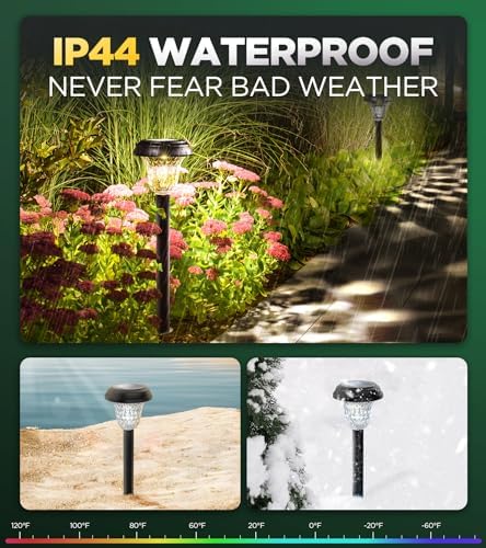 10 Pack Ultra Bright Solar Lights Outdoor Waterproof, from Dusk to Dawn Up to 12H Outdoor Solar Lights, Auto On/Off Solar Powered Garden Pathway Lights, Landscape Lighting Decorative for Yard, Patio - Image 4