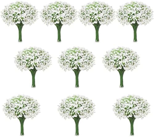 200Pcs Babys Breath Artificial Flowers-Gypsophila Babys Breath Flowers Artificial Bulk-White Real Touch Fake Flowers for Wedding Home Garden Decor by Cherica