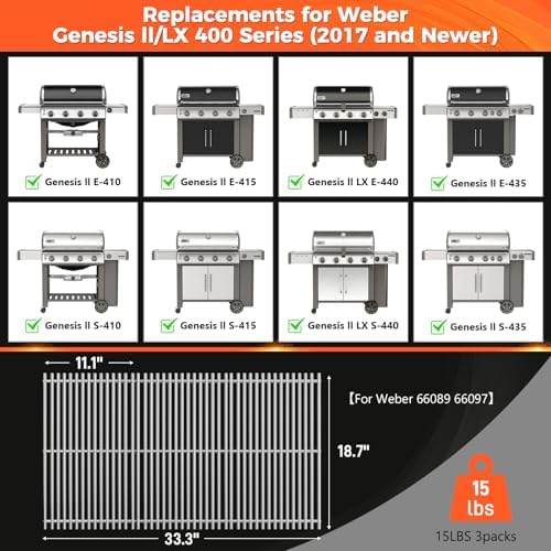 QuliMetal 18.7" Grill Grates for Weber Genesis II E-410/E-415/E-435 - Image 2