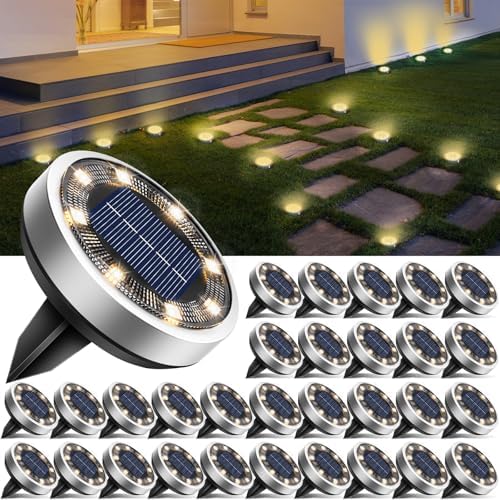 btfarm 30 Pack Solar Lights Outdoor Waterproof, 8 LED Solar Ground Lights by btfarmdecorativelighting