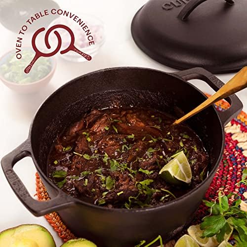 Cuisinel Cast Iron Dutch Oven - 3-Quart Deep Pot + Lid + Pan Scraper + Handle Covers - Large Pre-Seasoned Cooker for Baking Bread, Soup, Frying - Indoor/Outdoor - BBQ Cookware. PFAS and PFOA-free - Image 5