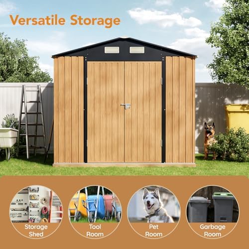 Panovue 8x10 FT Outdoor Metal Storage Shed with Frame Floor(NO Wood Panels) - Image 3