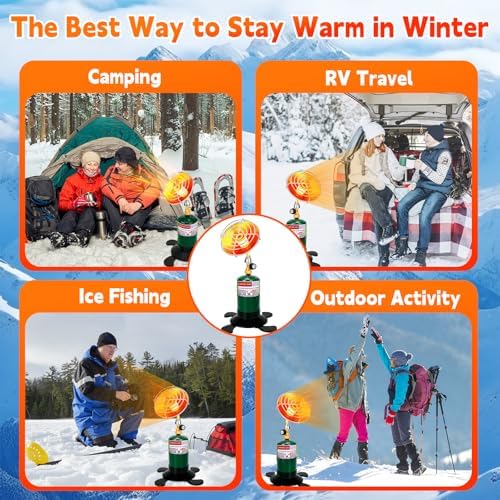 Portable Propane Heater for Camping, Outdoor Small Space Patio Heater with Control Valve, Radiant Cordless Tent Heaters with Foldable Gas Tank Holder for Hiking Ice Fishing Hunting Backyard - Image 7