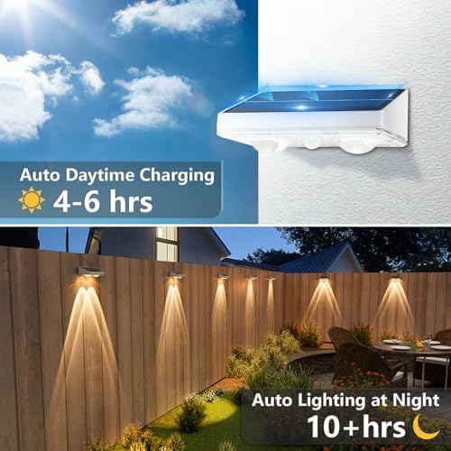 NIORSUN Solar Fence Lights,8 Pack Solars Deck Light,Warm White Color,Outdoor Bulb Waterproof Led IP65,Power Patio Lamp with Lenses for Outside/Backyard/Railing/Yard（White） - Image 5