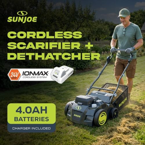 Sun Joe Cordless Scarifier & Dethatcher with 5 Depth Positions & 600W Brushless Motor, 15-Inch Cutting Width - Heavy-Duty Yard Trimmer Machine for Gardening Care and Lawn Maintenance, 24V-X2-DTS15 - Image 5