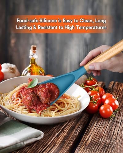 Badiano Silicone Cooking Spoon for Nonstick Cookwares, Multi-function,13.4" - Image 3