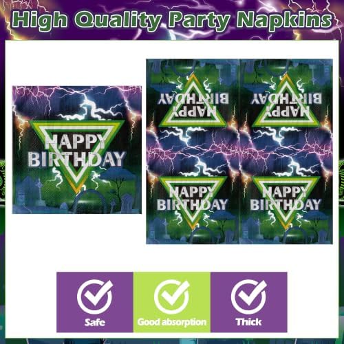96Pcs Monster Truck Happy Birthday Green Purple Party Plates Supplies - Party Tableware Decorations Disposable Paper Plates Napkins Forks for Birthday Baby Shower, Serves 24 - Image 4