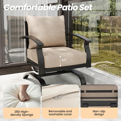 Gotland Metal Outdoor Patio Furniture Set with Coffee Table, 4 Piece Patio Conversation Set with Washable Cushion Covers, Metal Frame Sectional Sofa Furniture Set for Porch, Balcony, Deck, Yard - Image 4