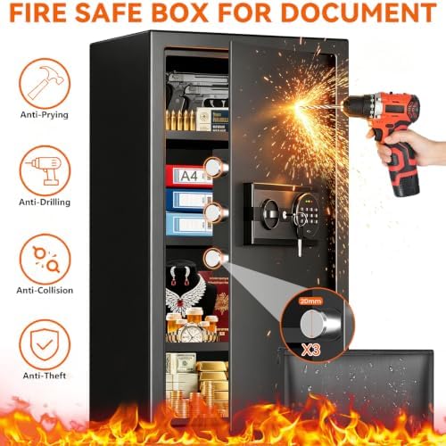 6.1 Cu Ft Large Home Safe Water and Fireproof with Digital Keypad & Key - Image 3