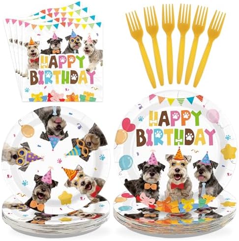 96 Pcs Schnauzer Birthday Party Decoration for Schnauzer Pet Serves 24 by Greencian