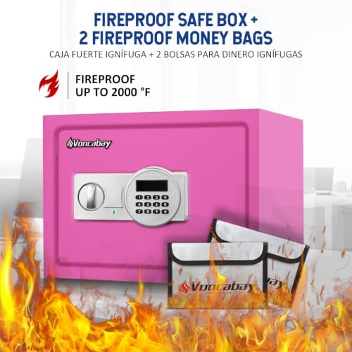 Voncabay Money Safe Box for Home with Digital Keypad, 0.8 Cu. Ft., Pink - Image 5
