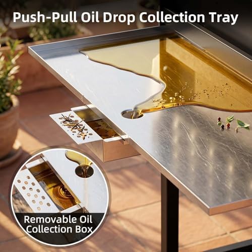 COWSAR 4-Burner Gas Grill, 42000 BTU BBQ Grill, Stainless Steel Barbecue Grill with Side Burner, Enameled Cast Iron Grill, Pull-Out Oil Tray, Suitable For Outdoor, Backyard Barbecues - Image 6