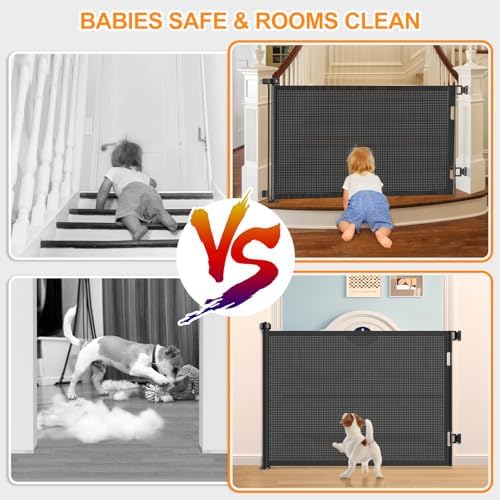 EZIGO 55 Inch Retractable Baby Gates, 41 Inch Extra Tall Retractable Gate - Image 4