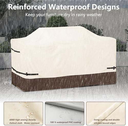 Extra Large Grill Cover Waterproof for Outdoor Kitchen Island Beige&Brown - Image 4