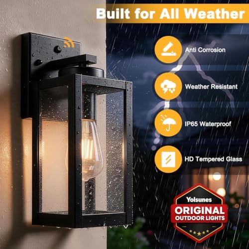 13" Enclosed Dusk to Dawn Exterior Lighting Fixtures, Modern Porch Lights - Image 6