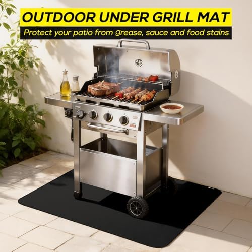 FLASLD Heavy-Duty Under Grill Mat 59inch Square Fire Pit Mat,3 Layers Fireproof Waterproof Grill Pads Protect for Deck,Patio,Outdoor Charcoal,Smokers,Wood Floor,Indoor Black Fireplace Mat Reusable - Image 3