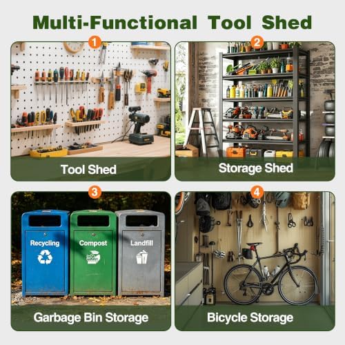 5 x 3 FT Outdoor Storage Shed, Waterproof Metal Garden Tool Shed with Sloped Roof, Lockable Door & Air Vents for Backyard Patio Lawn, Dark Gray - Image 6