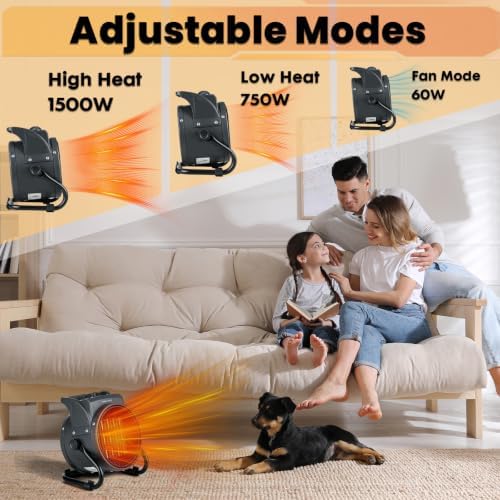 Outdoor Heaters for Patio, 1500W Electric Garage Heater, Black - Image 3
