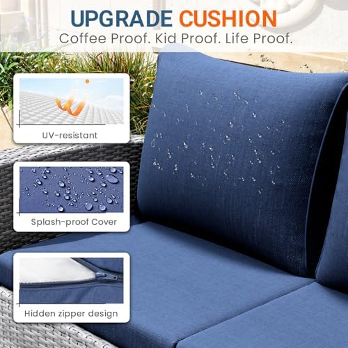 Wisteria Lane 4 Piece Outdoor Wicker Patio Furniture Set for All Weather - Image 5