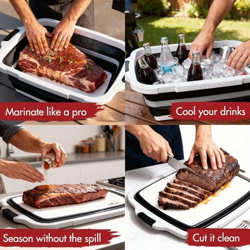KITCHEN PERFECTION Collapsible XL Smoker & BBQ Prep Tub with Locking Lid - Image 5