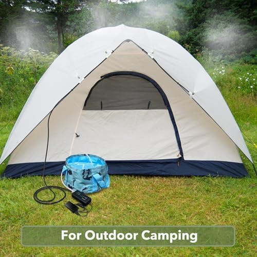 HAOWIN Portable Misting System with Rechargeable Water Pump, Foldable Bucket & Triangle Bag, DIY Mobile Misters for Outside Patio, Tent, Canopy, Golf Cart, Boat, Bike, Motorcycle, Camping, Hiking - Image 3
