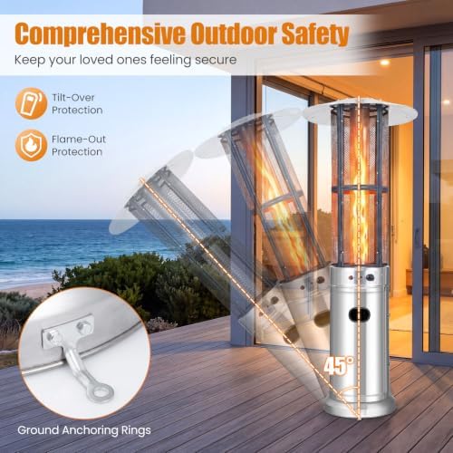 Tangkula Propane Patio Heater with Wheels, Easy Ignition, 34,000 BTU - Image 3