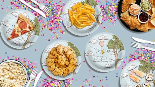 Pooh Bear First Birthday - 32 Piece Disposable Party Supplies - Decorations for Animal 1st Birthday Round Party Plates - Large 9" Paper Plates In Bulk - Image 7
