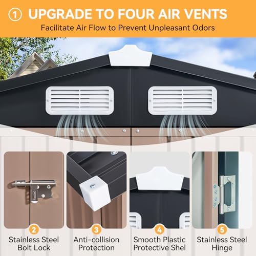 Aoxun 6x4 FT Outdoor Storage Shed, Brown - Image 4
