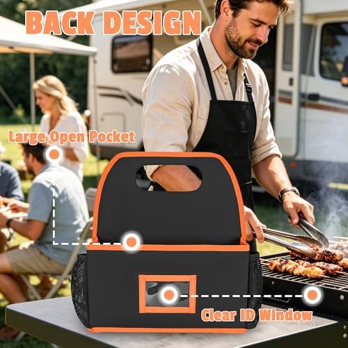 CROTIRAD Grill Utensil Storage Bag, BBQ Tool Caddy with Dividers, Black - Image 4