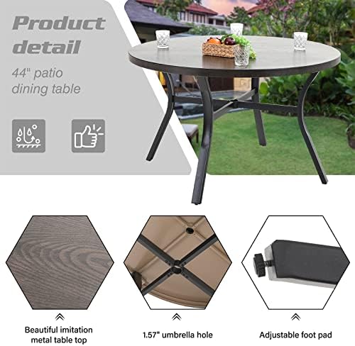 Sophia & William 5 Piece Patio Dining Set, 44'' Round Table & Swivel Chairs - Image 5