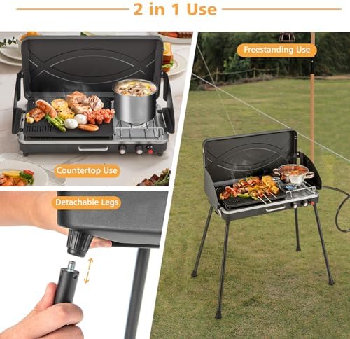 Giantex 2-in-1 Portable Propane Gas Grill & Stove with Detachable Legs - Image 4