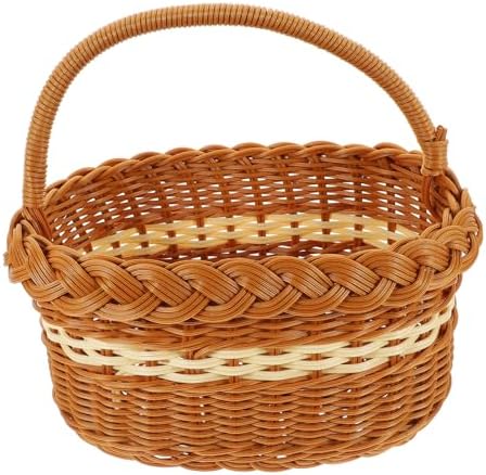 ABOOFAN Imitation Rattan Woven Storage Basket for Outdoor Picnics Multi Function Household Organizer Portable Design for Snacks Fruits and Decorative Use by ABOOFAN