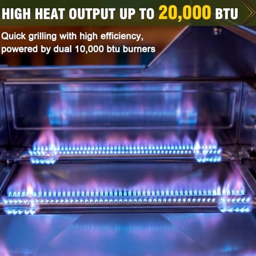 Bestfire 2-Burner Tabletop Propane Gas Grill, Dual Connections, 20,000 BTU Stainless Steel Portable Grill, Fits Large Gas Cylinders/Small Canisters, for Camping, RV, Outdoor BBQ - Image 6