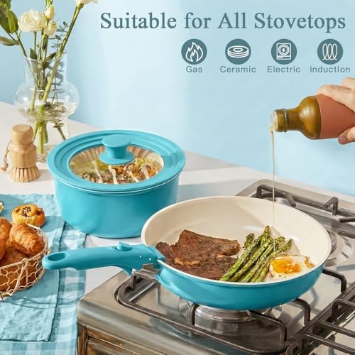 GiPP 21PCS Pots and Pans Set Nonstick Cookware Set with Detachable Handle - Image 5