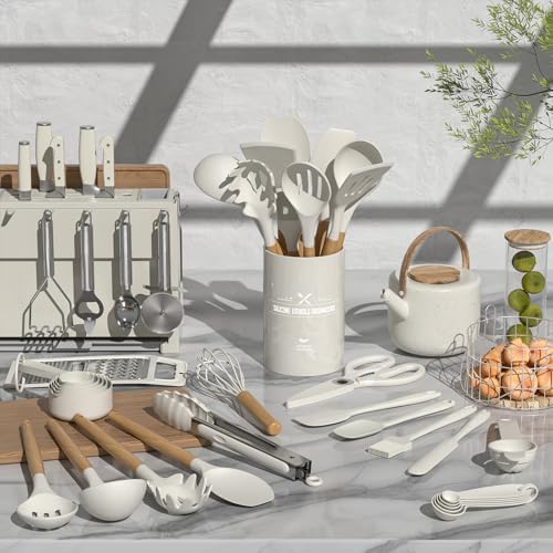 Umite Chef Food Grade Thickened Silicone (Stainless Steel Core) Kitchen Gadgets Tools Set - Kitchen Cooking Utensils Set, Heat Resistant Kitchen Spatula Tools Set - Image 2