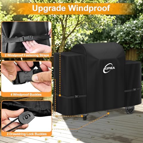 Kipiea 600D Pellet Grill Cover for Pit Boss Navigator 850/1300, Competition 1250, Waterproof BBQ Smoker Cover, UV Resistant, No Tear, No Fading - Image 4