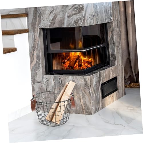 Outdoor Logging Basket Metal Firewood Holder with Handle, Black - Image 7